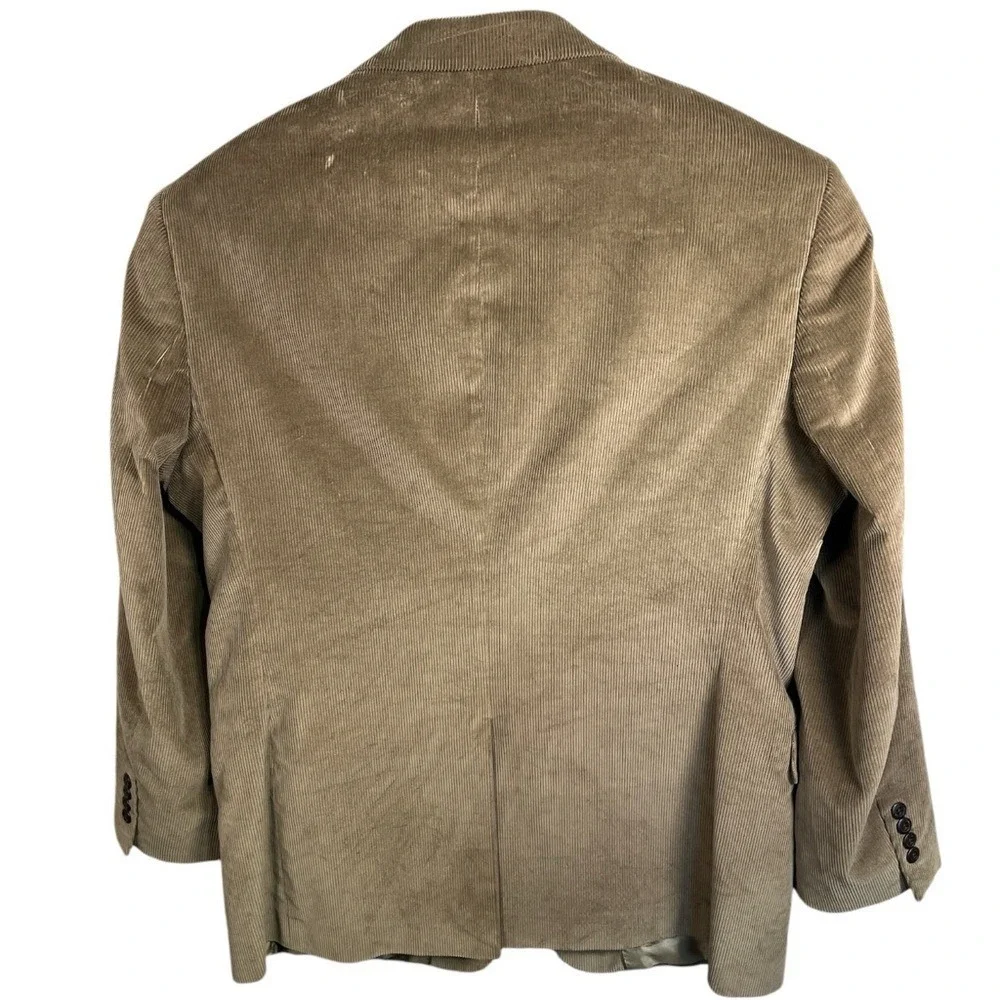 Alan Flusser Blazer 44R Tan Brown Corduroy Two Button‎ Sport Coat Jacket Retro